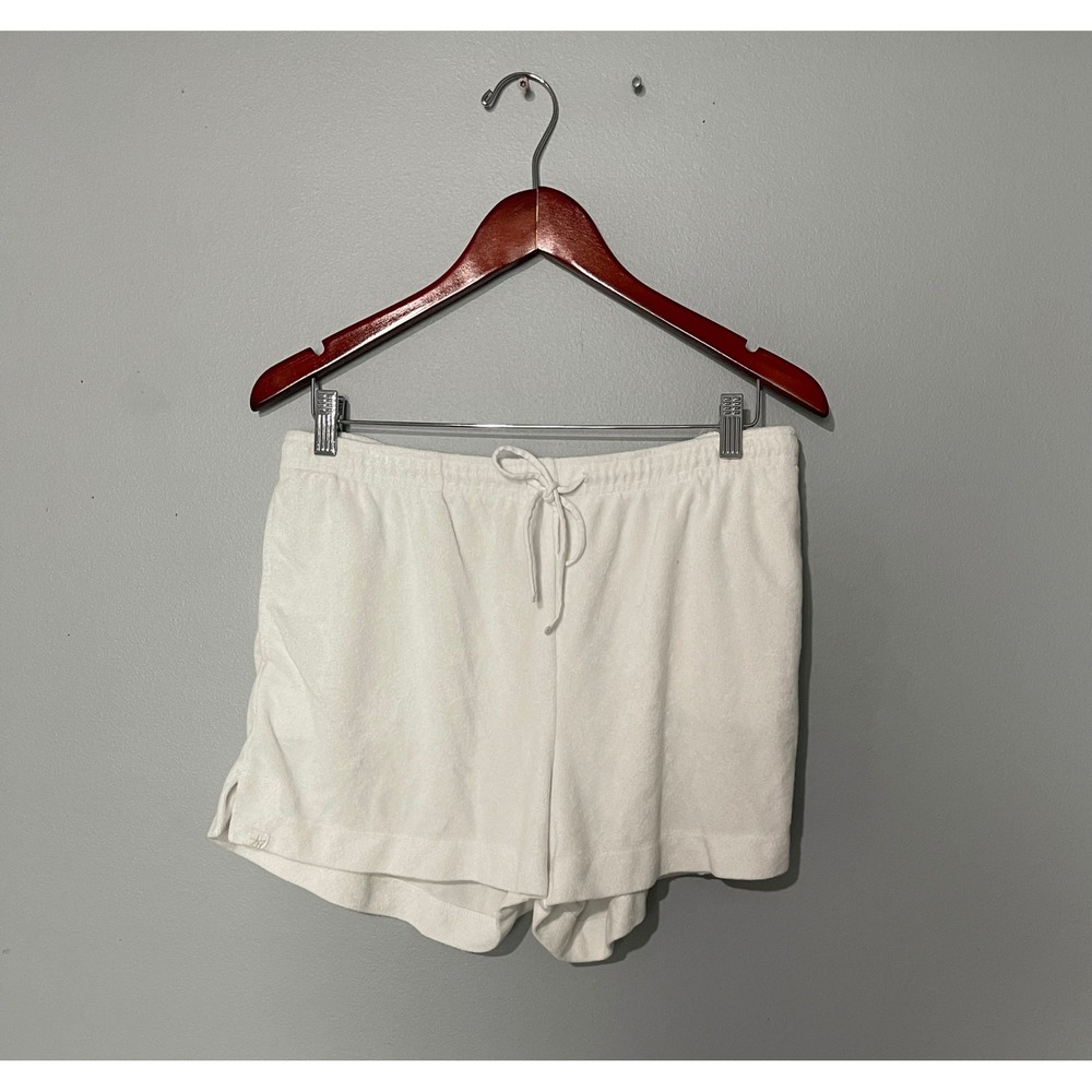 Barefoot Dreams Beach Cozy Terry Shorts White Drawstring Woman's Large Beach